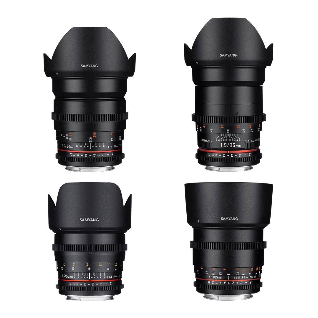 Samyang Samyang vdslr ii lens set 14, 24, 35, 50, 85, 135mm T1.5 VDSLR II Cine Lens Bundle for rent in Hyderabad